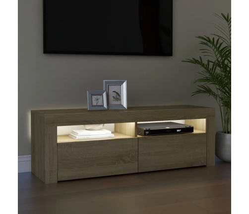 vidaXL Mueble de TV con luces LED roble Sonoma 120x35x40 cm