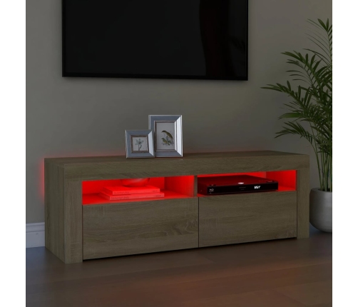 vidaXL Mueble de TV con luces LED roble Sonoma 120x35x40 cm