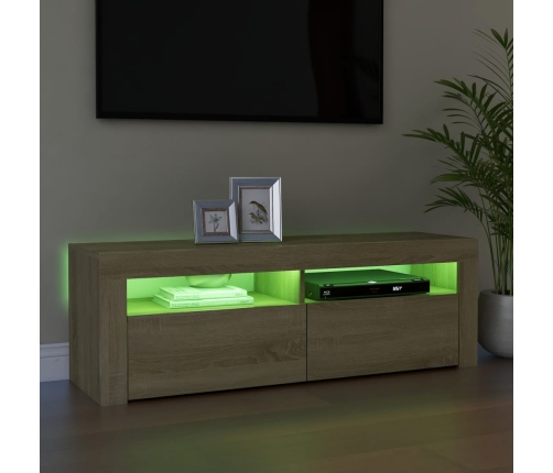 vidaXL Mueble de TV con luces LED roble Sonoma 120x35x40 cm