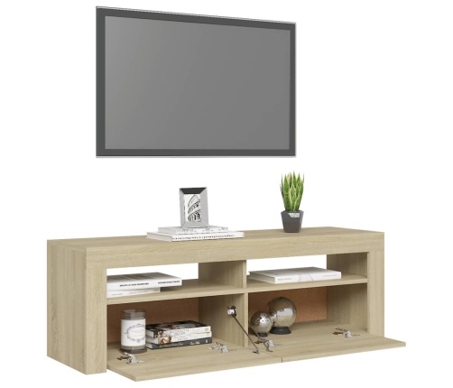 vidaXL Mueble de TV con luces LED roble Sonoma 120x35x40 cm