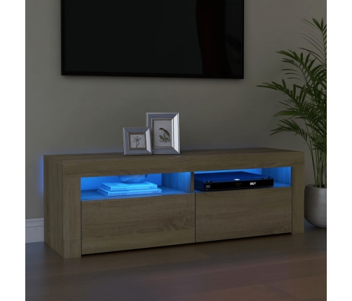 vidaXL Mueble de TV con luces LED roble Sonoma 120x35x40 cm