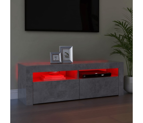 Mueble de TV con luces LED gris hormigón 120x35x40 cm