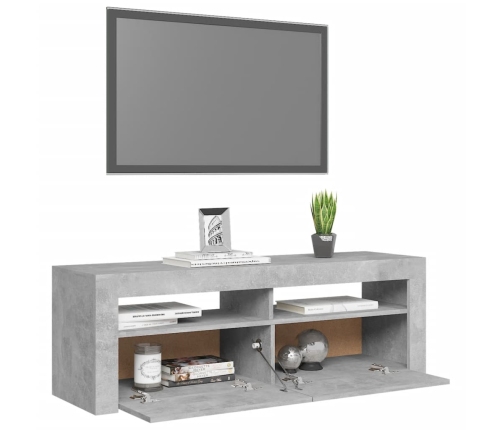 Mueble de TV con luces LED gris hormigón 120x35x40 cm