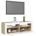 Mueble de TV con luces LED blanco y roble Sonoma 120x35x40 cm