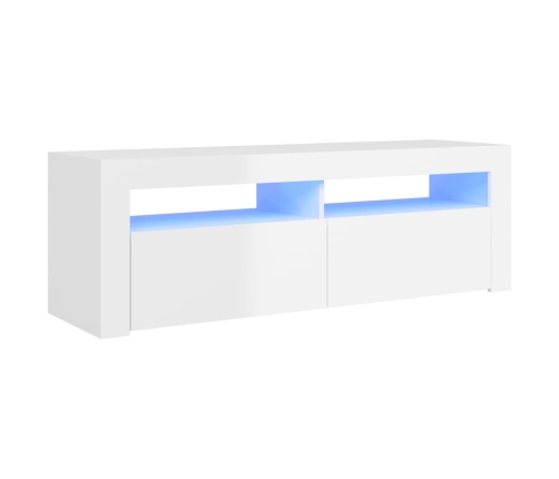 Mueble de TV con luces LED blanco brillante 120x35x40 cm