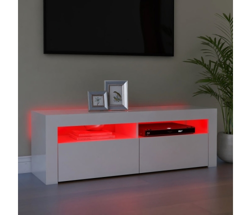 Mueble de TV con luces LED blanco brillante 120x35x40 cm