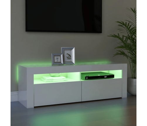 Mueble de TV con luces LED blanco brillante 120x35x40 cm