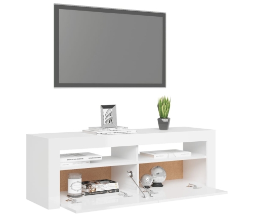 Mueble de TV con luces LED blanco brillante 120x35x40 cm