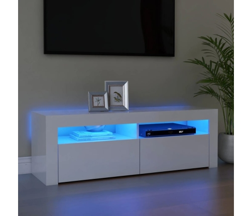 Mueble de TV con luces LED blanco brillante 120x35x40 cm