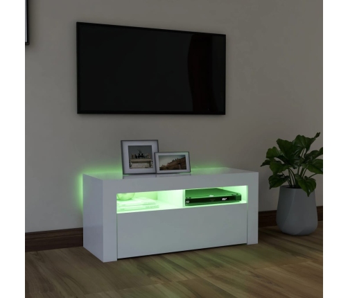 vidaXL Mueble de TV con luces LED blanco 90x35x40 cm