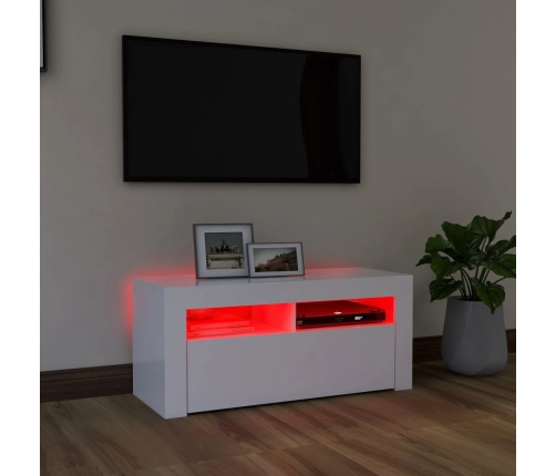 vidaXL Mueble de TV con luces LED blanco 90x35x40 cm