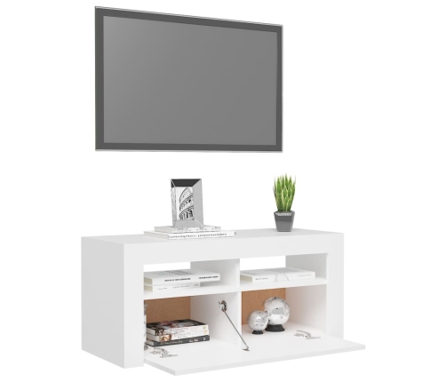 vidaXL Mueble de TV con luces LED blanco 90x35x40 cm