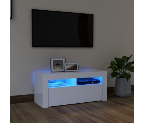 vidaXL Mueble de TV con luces LED blanco 90x35x40 cm