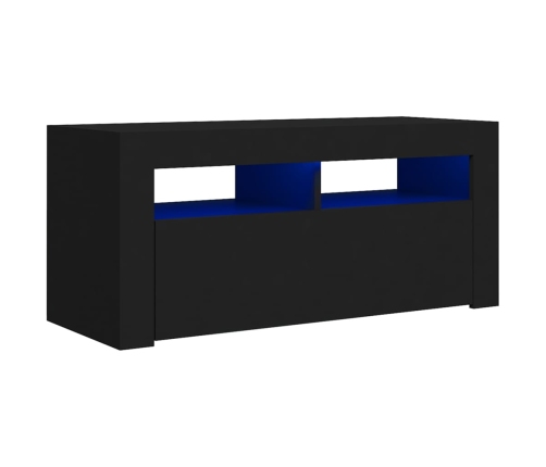 Mueble de TV con luces LED negro 90x35x40 cm