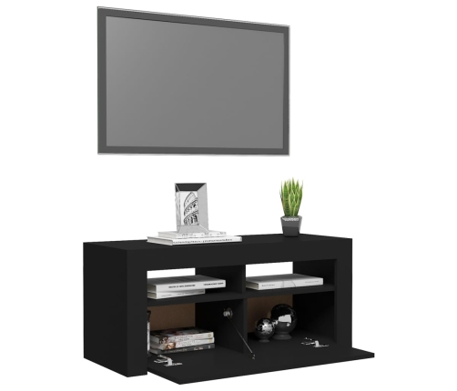 Mueble de TV con luces LED negro 90x35x40 cm