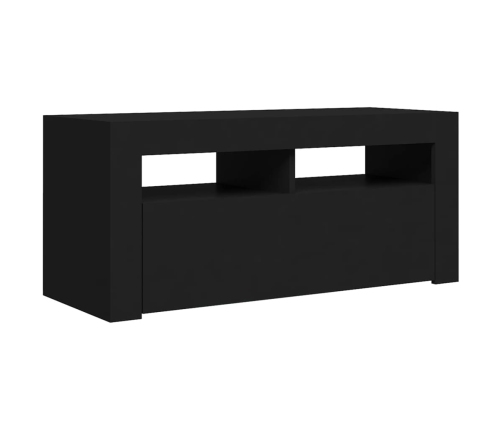 Mueble de TV con luces LED negro 90x35x40 cm