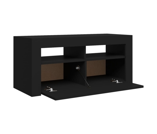 Mueble de TV con luces LED negro 90x35x40 cm