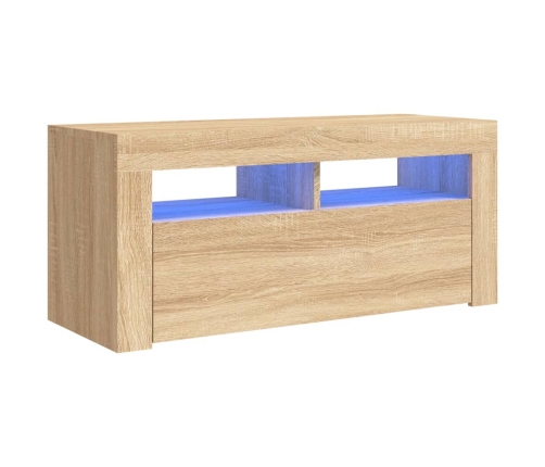 Mueble de TV con luces LED roble Sonoma 90x35x40 cm