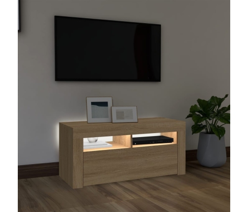 Mueble de TV con luces LED roble Sonoma 90x35x40 cm