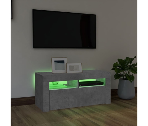 Mueble de TV con luces LED gris hormigón 90x35x40 cm