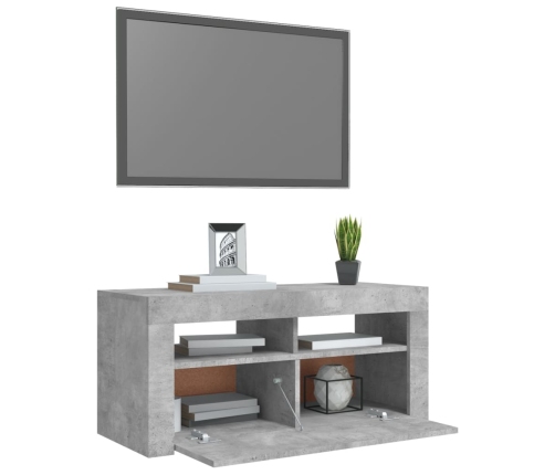 Mueble de TV con luces LED gris hormigón 90x35x40 cm