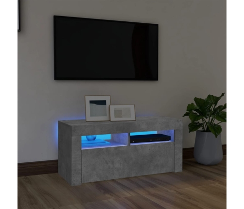 Mueble de TV con luces LED gris hormigón 90x35x40 cm