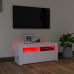 Mueble de TV con luces LED blanco brillante 90x35x40 cm