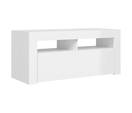 Mueble de TV con luces LED blanco brillante 90x35x40 cm