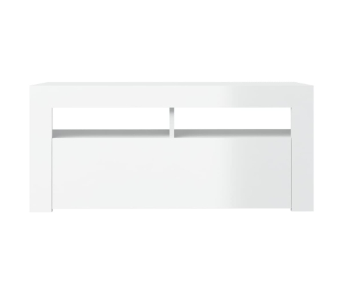 Mueble de TV con luces LED blanco brillante 90x35x40 cm