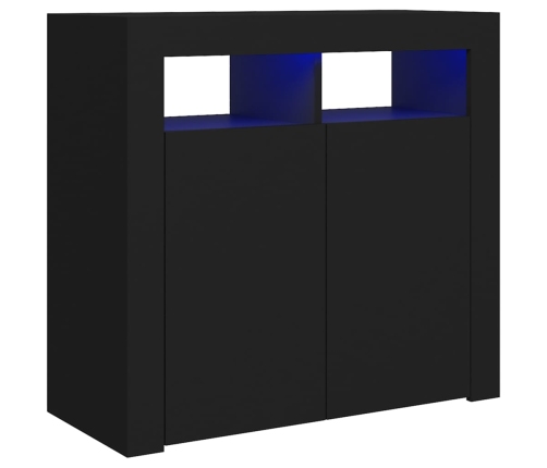 Aparador con luces LED negro 80x35x75 cm