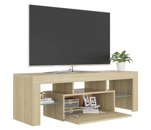 Mueble de TV con luces LED roble Sonoma 120x35x40 cm