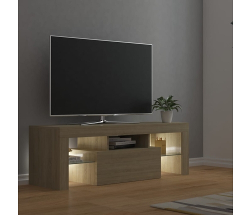 Mueble de TV con luces LED roble Sonoma 120x35x40 cm