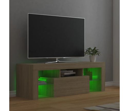 Mueble de TV con luces LED roble Sonoma 120x35x40 cm