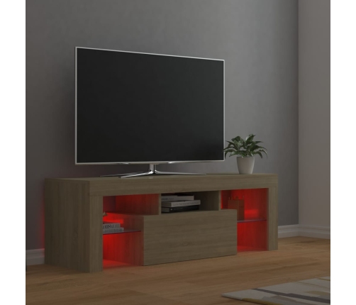 Mueble de TV con luces LED roble Sonoma 120x35x40 cm