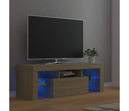 Mueble de TV con luces LED roble Sonoma 120x35x40 cm