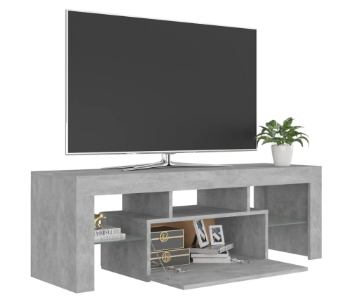 Mueble de TV con luces LED gris hormigón 120x35x40 cm