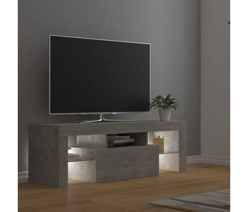 Mueble de TV con luces LED gris hormigón 120x35x40 cm