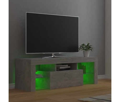 Mueble de TV con luces LED gris hormigón 120x35x40 cm