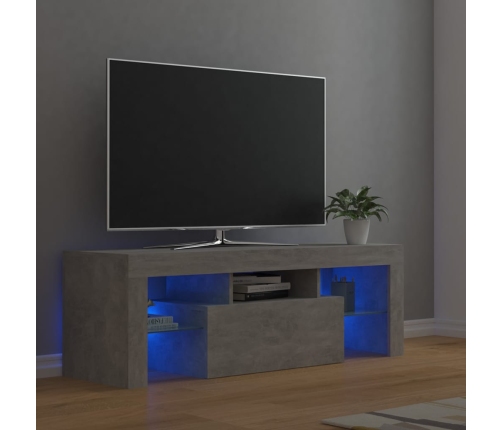 Mueble de TV con luces LED gris hormigón 120x35x40 cm