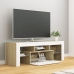 Mueble de TV con luces LED blanco y roble Sonoma 120x35x40 cm