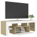 Mueble de TV con luces LED blanco y roble Sonoma 120x35x40 cm