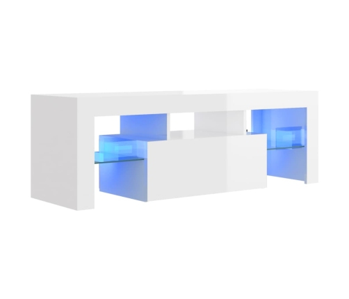 Mueble de TV con luces LED blanco brillante 120x35x40 cm