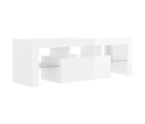 Mueble de TV con luces LED blanco brillante 120x35x40 cm