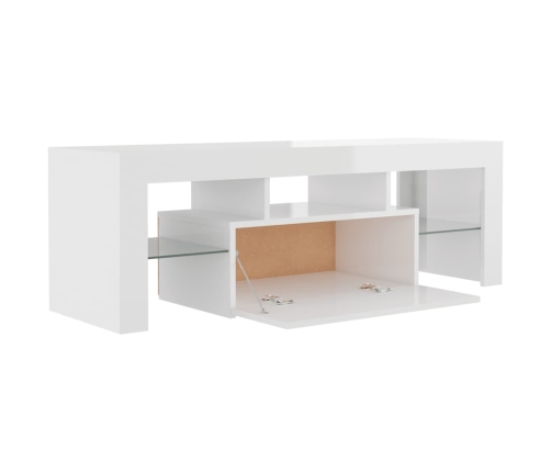 Mueble de TV con luces LED blanco brillante 120x35x40 cm