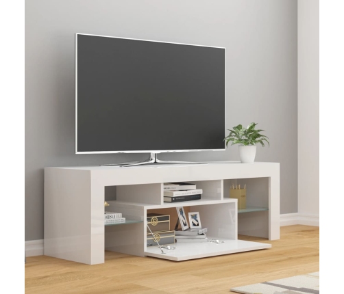 Mueble de TV con luces LED blanco brillante 120x35x40 cm