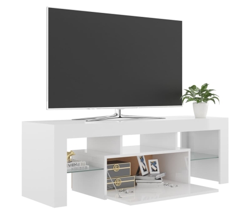 Mueble de TV con luces LED blanco brillante 120x35x40 cm