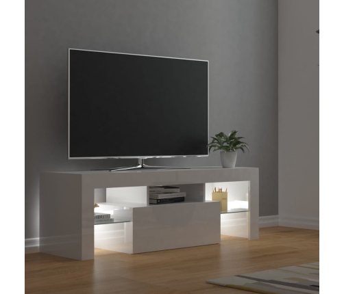 Mueble de TV con luces LED blanco brillante 120x35x40 cm