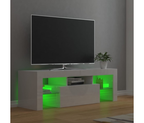 Mueble de TV con luces LED blanco brillante 120x35x40 cm