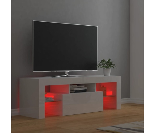 Mueble de TV con luces LED blanco brillante 120x35x40 cm