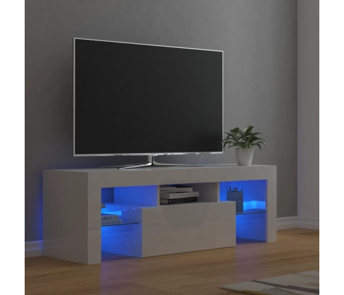 Mueble de TV con luces LED blanco brillante 120x35x40 cm